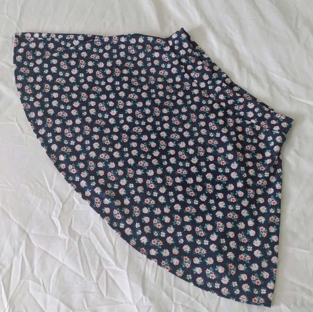 Charlotte Russe Blue Floral Print Skater Skirt